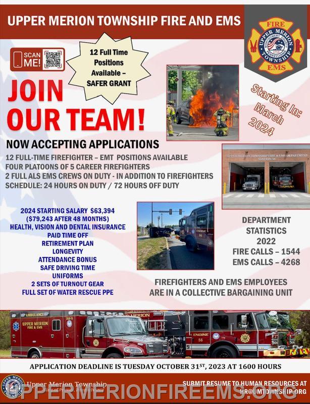 Join Our Team! - Upper Merion Township Fire And EMS Department